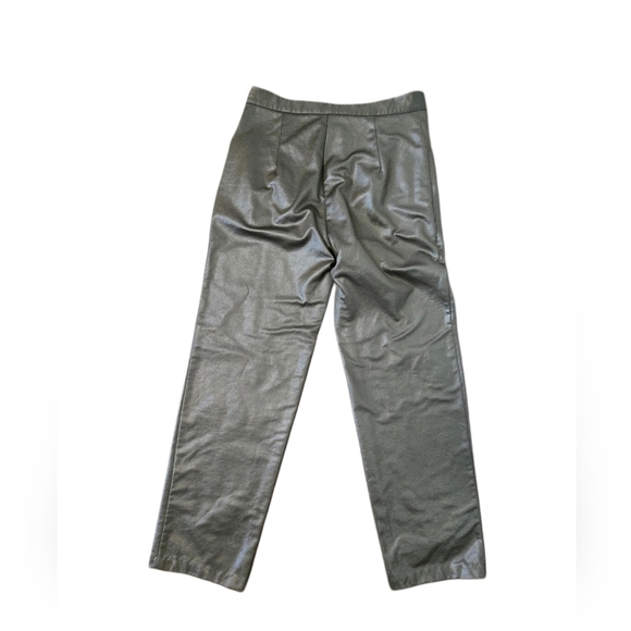 Vintage Olive Green Faux Leather Pants 80s Highrise Made In Canada Size S - Picture 2 of 7